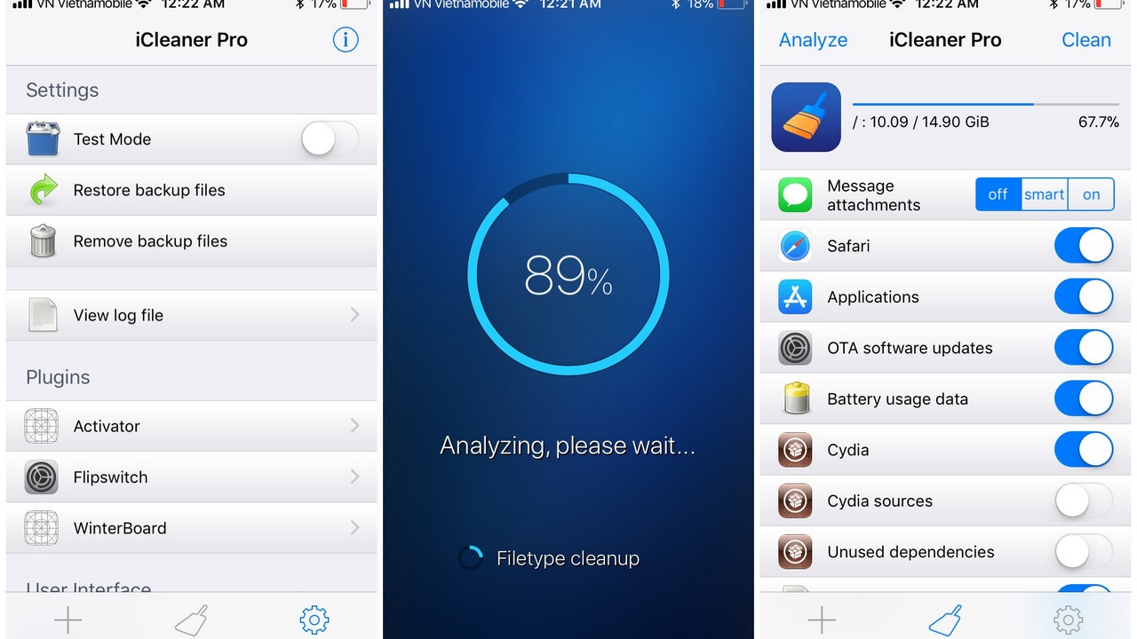 Đã có iCleaner Pro Beta cho iOS 11 -- Ứng dụng dọn rác siêu hay - Trick to plays game