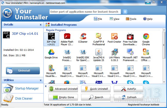 Your Uninstaller 7.5 - phần mềm gỡ bỏ chương trình, ứng dụng trên máy