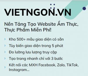 Vietngon - Ứng dụng tạo trang web ẩm thực